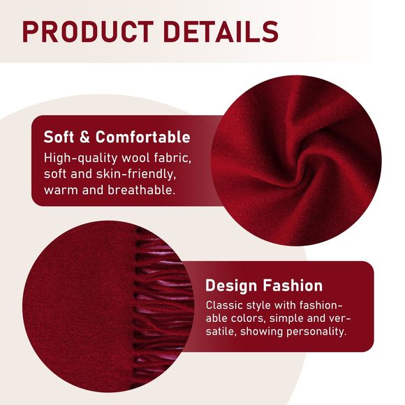 Wool Scarf For Men And Women, Elegant Lightweight Wool Wrap Shawl, Unisex Warm🦛 - Picture 4 of 7